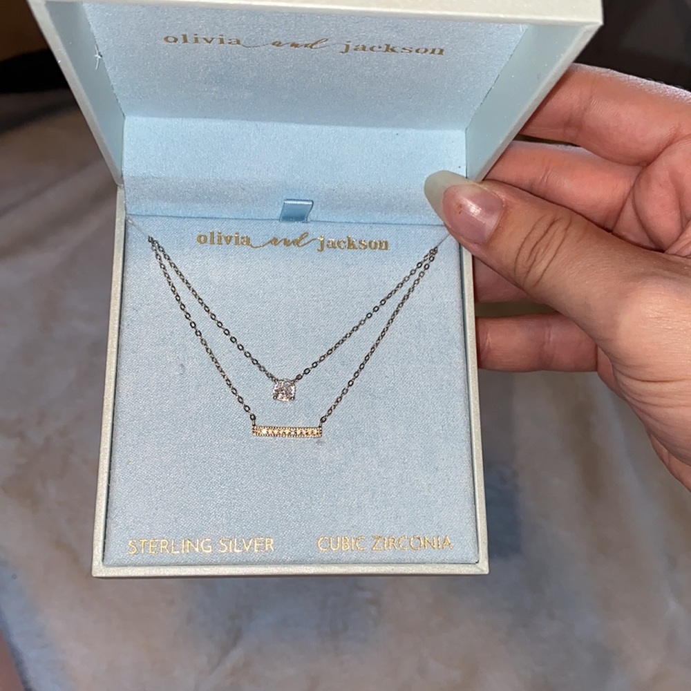 Olivia & Jackson Sterling Silver Layered Diamond Bar Necklace